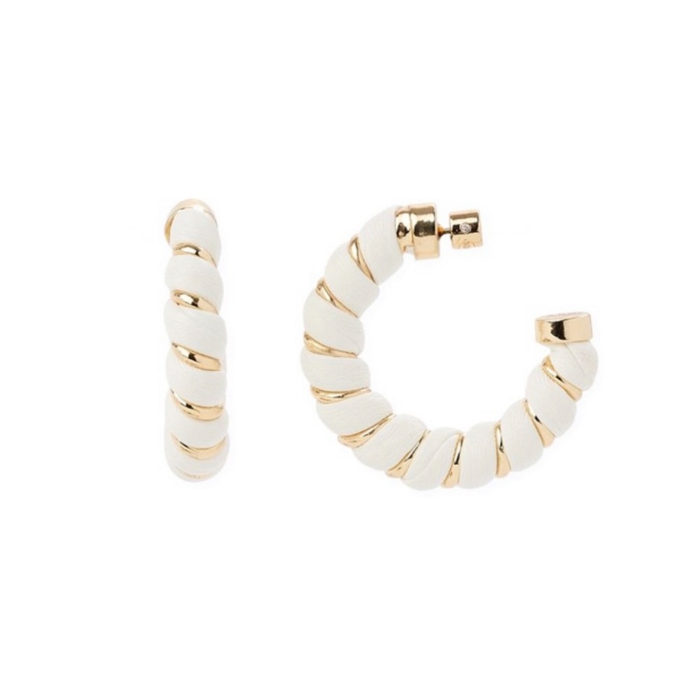 Gold and White Hoop Earrings